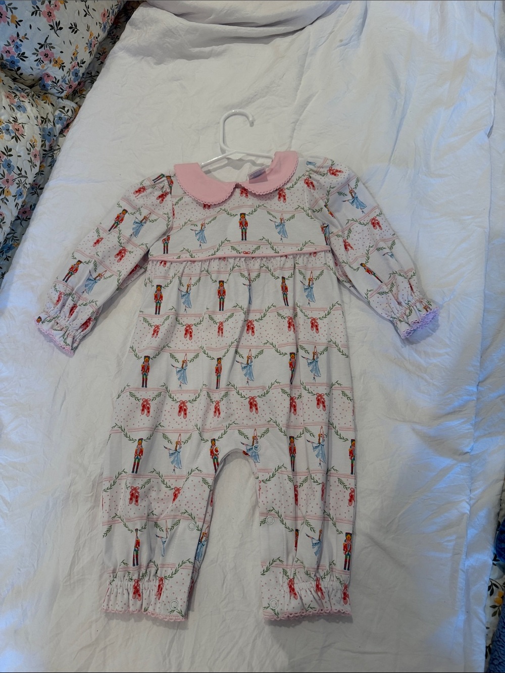 Pink-Collared Nutcracker Print Baby One-Piece